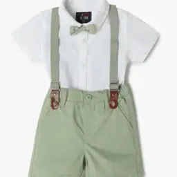 Boys Shirt with Shorts & Suspenders Set-57