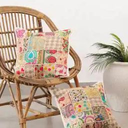 Set of 2 Embroidered Cushion Covers 16" x 16"-7
