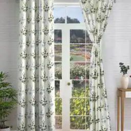 Set of 2 Floral Print Door Curtains with Eyelets Header-16