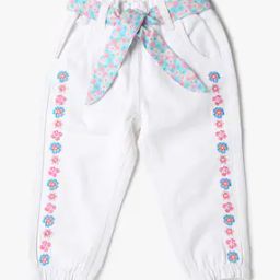 Girls Embroidered Joggers with Tie-Up-98