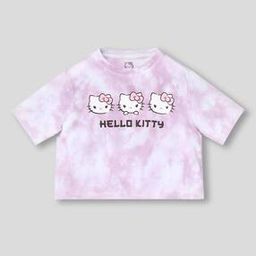 Hello Kitty Print on Tie & Dye Boxy Fit Crop T-Shirt-image-98