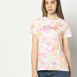 Women Floral Print Relaxed Fit Crew-Neck T-Shirt-image-42