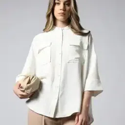 Overized Shirt with Patch Pockets-image-28
