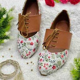 Women Floral Print Lace-Up Loafer Shoes-image-71