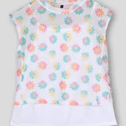Girls Power Mesh Floral Print Twofer Top-image-91