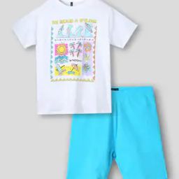 Long tshirt w cycling shor, white, 9-10y-image-63
