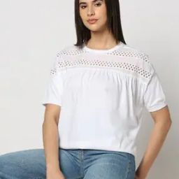 Women Schiffli Yoke Relaxed Fit Top-image-92