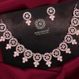 Women Stone-Studded Necklace & Earrings Set-image-95