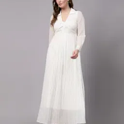 Women Pleated Fit & Flare Dress-image-3