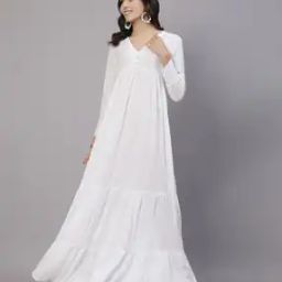Women Fit & Flare Dress with Cuffed Sleeves-image-48