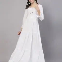 Women Fit & Flare Dress with Puff Sleeves-image-22
