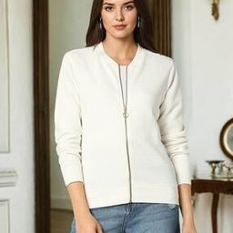 Women Zip-Front Regular Fit Bomber Jacket-image-13