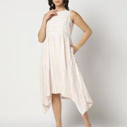 Women Striped A-Line Asymmetric Dress-9