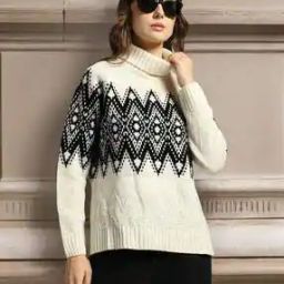 Girls Geometric Print Turtleneck Pullover-image-67