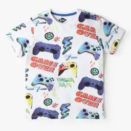 Boys Printed Relaxed Fit Crew-Neck T-Shirt-35