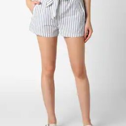 Women Striped City Shorts with Insert Pockets-image-8