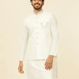 Men Embroidered Nehru Jacket with Button Closure-35