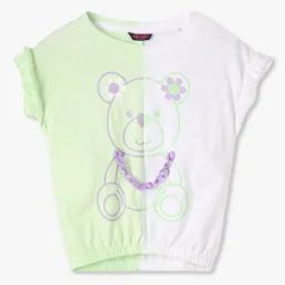 Girls Colourblock Slim Fit Round-Neck T-Shirt-image-7