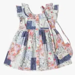 Girls Printed Fit & Flare Dress with Bag-image-91