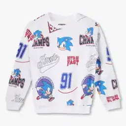 Boys Sonic Print Relaxed Fit Crew-Neck Sweatshirt-image-94