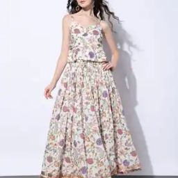 Floral Print Top & Skirt Set-picture-34