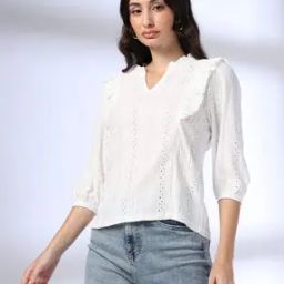 Women Schiffli Embroidered Relaxed Fit Top-image-98