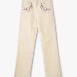 Girls Embroidered Straight Fit Jeans-image-2