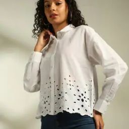 Women Schiffli Embroidered Regular Fit Shirt-image-90