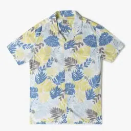 Boys Tropical Leaf Print Relaxed Fit Shirt-image-99