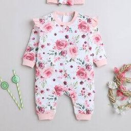 Floral Print Rompers with Headband-image-19