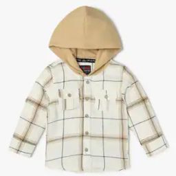 Boys Checked Regular Fit Hooded Shirt-image-47