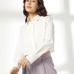 Women Regular Fit Crop Shirt with Cutouts-image-20