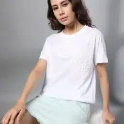 Women Patch-Work Regular Fit Round-Neck T-Shirt-image-79