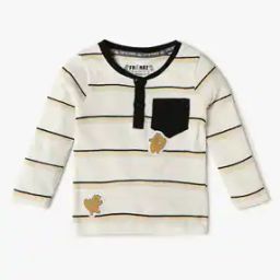 Boys Striped Regular Fit Henley T-Shirt-image-66