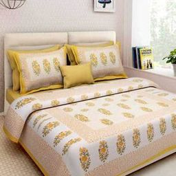 Cotton Jaipuri Traditonal Double BedSheet with 2 Pillow Covers-image-1