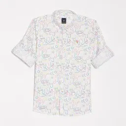 allen solly Boys Graphic Print Slim Fit Cotton Shirt-picture-31