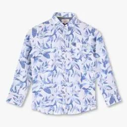 Boys Leaf Print Slim Fit Shirt-16