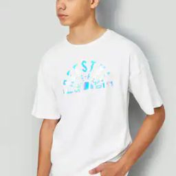 Typographic Print Regular Fit Crew-Neck T-Shirt-image-95