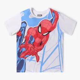 Boys Spiderman Print Relaxed Fit Crew-Neck T-Shirt-41