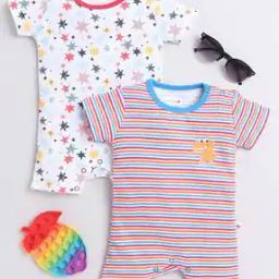 Pack of 2 Graphic Print Round-Neck Rompers-32