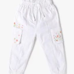 Girls Regular Fit Cargo Joggers Embroidered Pocket-12