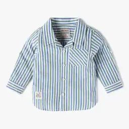 Boys Striped Regular Fit Shirt with Patch Pocket-image-59