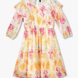 Girls Floral Print Fit & Flare Dress-image-95
