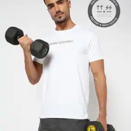 Men Typographic Print Regular Fit Training Crew-Neck T-Shirt-image-88