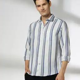 Men Striped Regular Fit Shirt with Patch Pocket-image-28