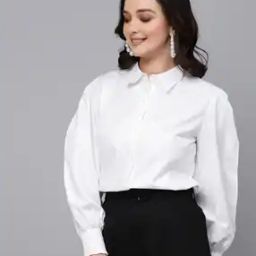 Spread-Collar Shirt with Ribbed Sleeves-58