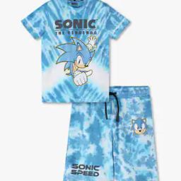 Boys Sonic Print Relaxed Fit T-Shirt & Shorts Set-image-81