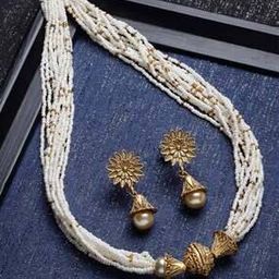 panash Gold-Plated Pearl-Beaded Necklace & Earrings Set-picture-42