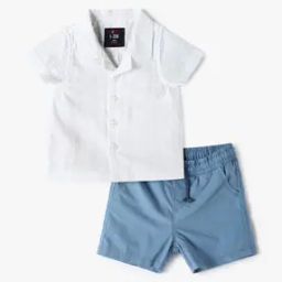 Boys Patterned Shirt& Shorts Set-53