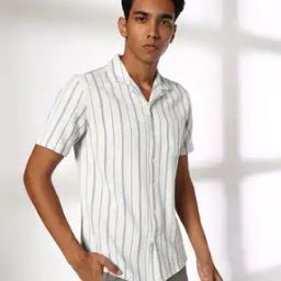 Men Striped Resort Slim Fit Shirt with Patch Pocket-image-55